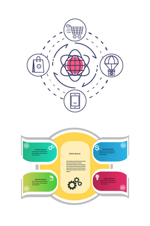 线性线上购物流程信息图 素材3